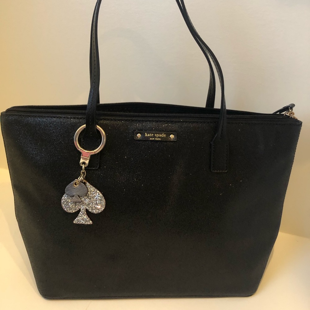 Kate Spade Glitter tote with key chain charm